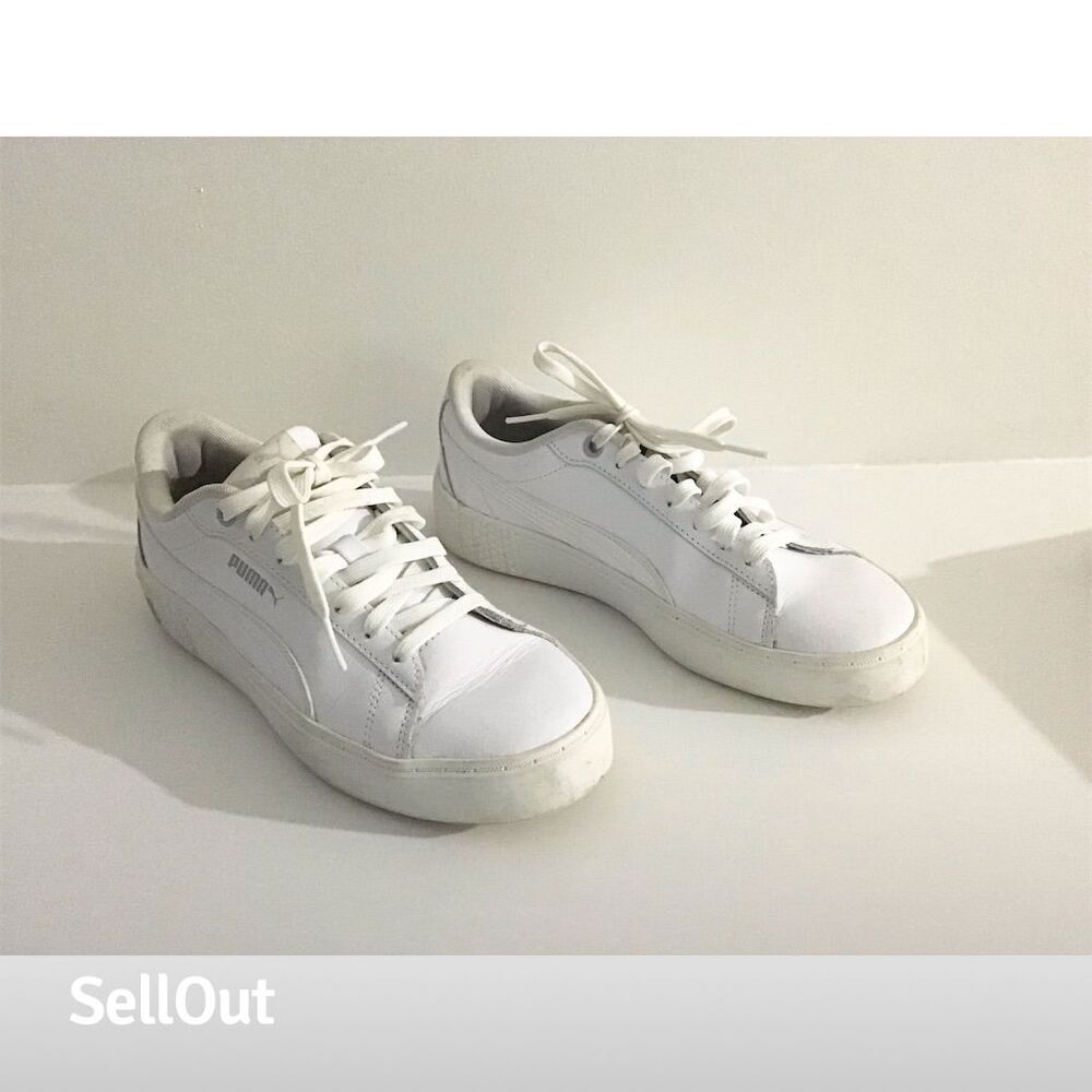 Puma Women's Smash Platform V2 Low Top Sneakers White Size 7.5